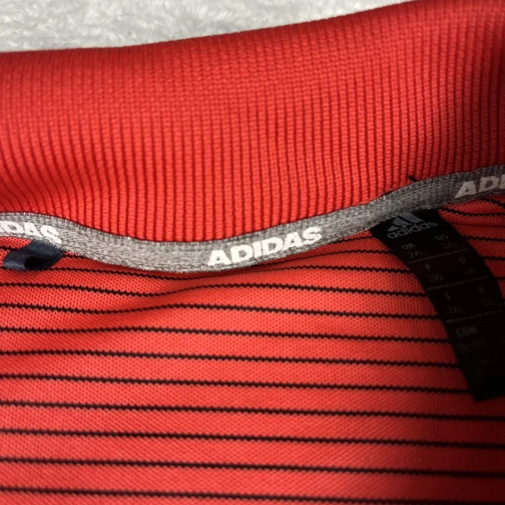 Adidas Men's 2XL‎ Salmon Golf Polo with Blue Stripes